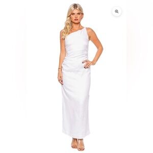 faithfull the brand jomana midi dress in white linen new with tags!